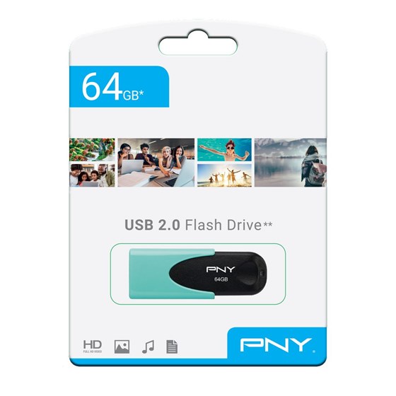 USB stick PNY Attaché 4 Pastel, 64GB, USB2.0, tirkizni