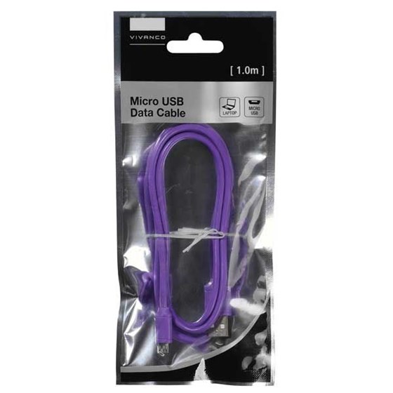 Kabel VIVANCO 35819, Micro-USB, 1m, ljubičasti