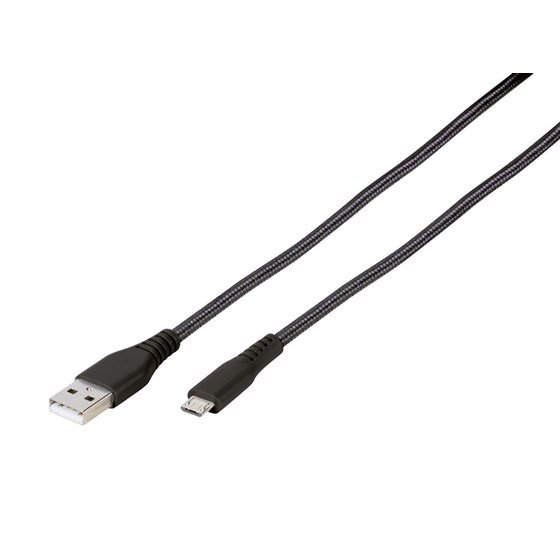 Kabel VIVANCO 61697 Micro-USB, 2.5m, pleteni crni
