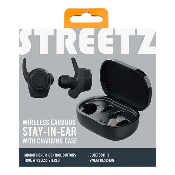 Slušalice STREETZ TWS-1112, SPORT, mikrofon, Bluetooth 5.0, TWS, crne