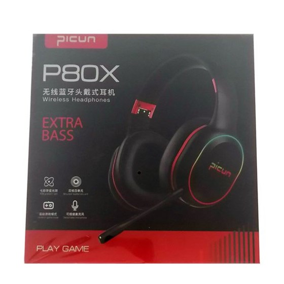 Slušalice PICUN P80X, mikrofon, LED, Bluetooth, crne