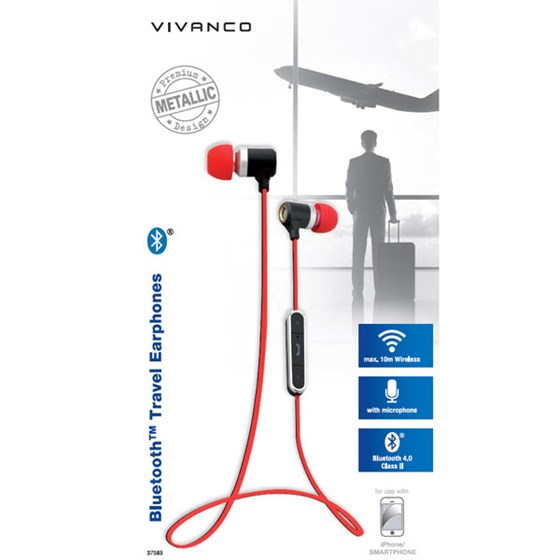 OŠTEĆENA AMBALAŽA - Slušalice VIVANCO Traveller Air 4, mikrofon, Bluetooth, crvene