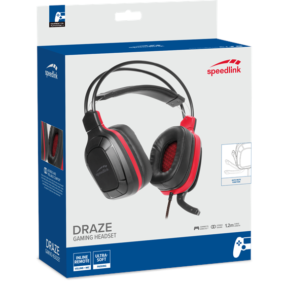 Slušalice SPEEDLINK Draze, PC/PS4/PS5, stereo, crno-crvene