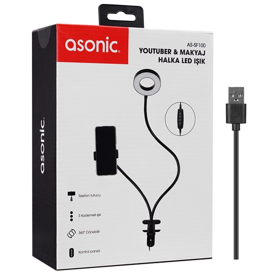 Ring light ASONIC AS-SF100, 3.6", Youtuber, TikTok, Professional live stream
