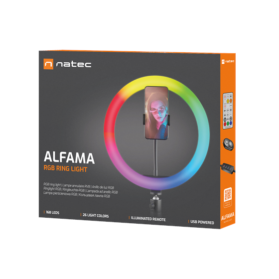 Ring light NATEC Alfama, 10", tripod, RGB