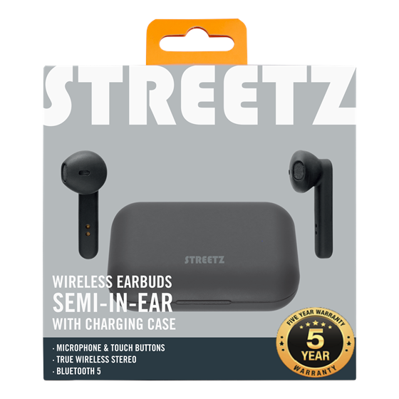 Slušalice STREETZ TWS-104, mikrofon, Bluetooth, TWS, crne