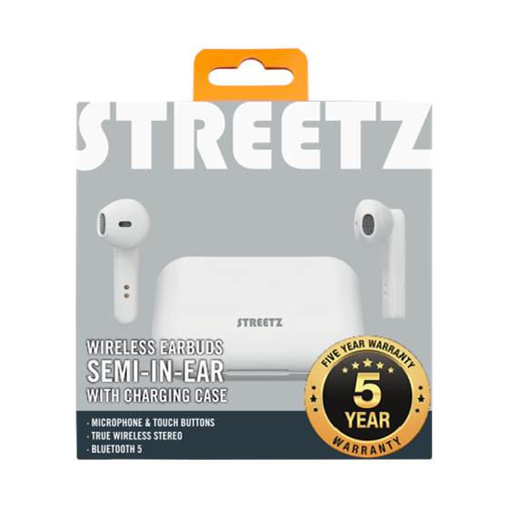 Slušalice STREETZ TWS-105, mikrofon, Bluetooth, TWS, bijele