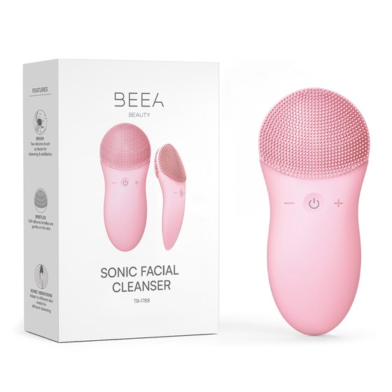 Čistač za lice sonic BEEA Beauty, silikonski,  Rozi