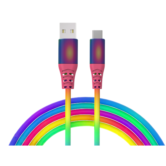 Kabel ADDA USB-209-RB, Fusion Charge+Data, USB-A na Type-C, 18W, pleteni, 1m, dugine boje