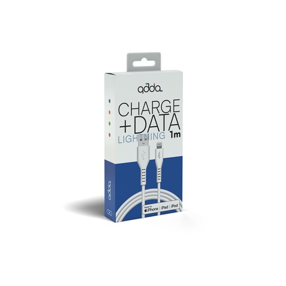 Kabel Adda Collins USB-304-WH, Fusion Charge+Data, MFI, USB-A na lightning, 2.4A, Premium TPE, 1m, bijeli