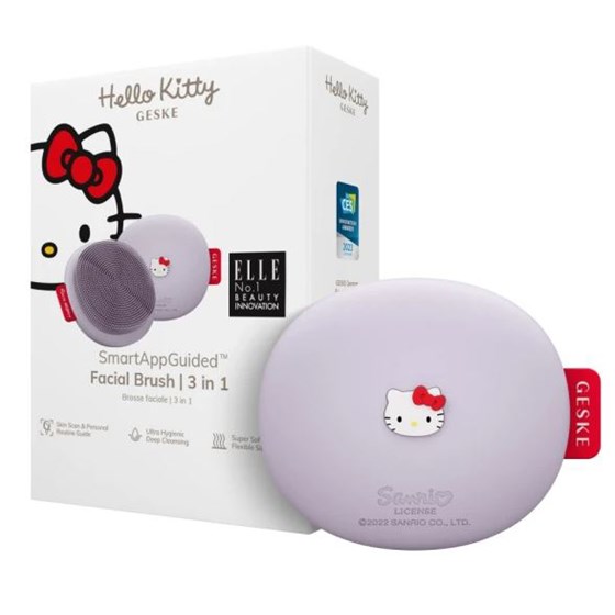 Facial Brush GESKE| 3 in 1 , Hello Kitty purple