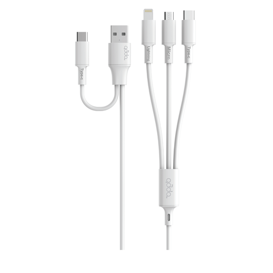 IZLOŽBENI PRIMJERAK - Kabel ADDA USB-001-WH, Fusion Charge 3u2, USB-A/Type-C na Micro USB/Type-C/8pin, Premium TPE, 1.2m, bijeli