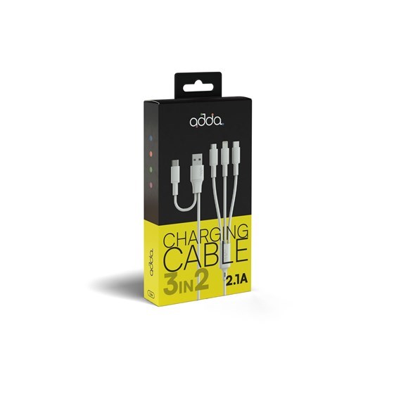 IZLOŽBENI PRIMJERAK - Kabel ADDA USB-001-WH, Fusion Charge 3u2, USB-A/Type-C na Micro USB/Type-C/8pin, Premium TPE, 1.2m, bijeli