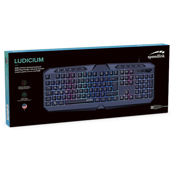 Tipkovnica SPEEDLINK Ludicium, RGB, US/HR layout, crna