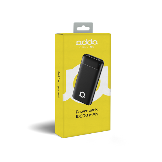 Powerbank Adda Collins PB-001-BK, Fusion powerbank, 10000mAh, Micro USB i Type-C ulazi, 2xUSB-A izlazi, 12W, crna