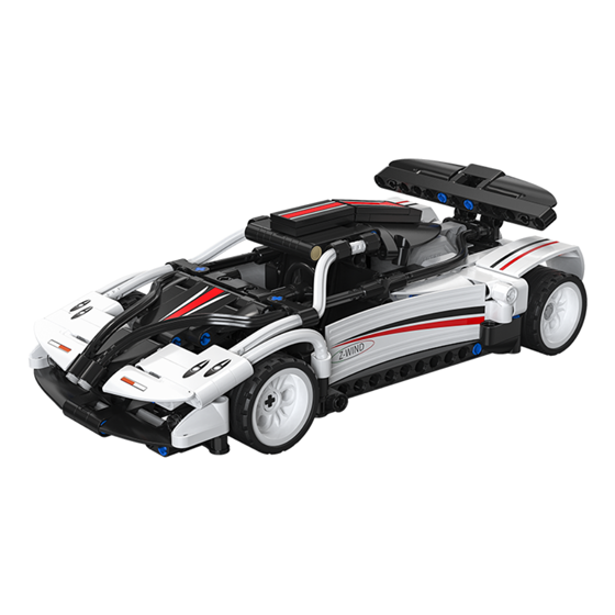 STEM Pull back trkaći auto KAZOO C52022W, 1:18, crno-bijeli, 321 dijelova