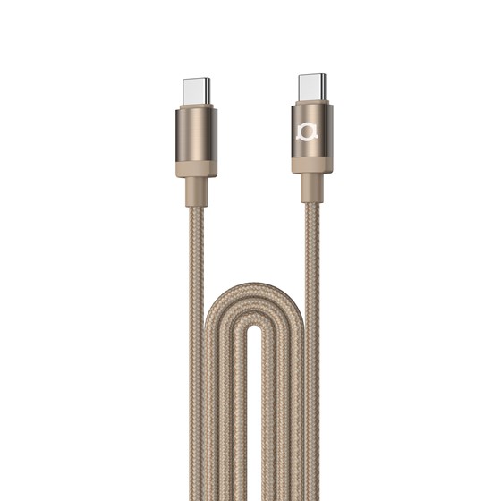 Kabel Adda Collins USB-205-CH, Type-C na Type-C, 60W, pleteni, 1.2 m, champagne