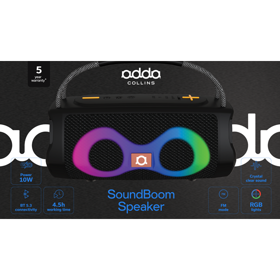 Bluetooth zvučnik Adda Collins SP-011-BK,SoundBoom, 10W, FM, RGB, s ručkom, crni