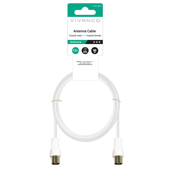 Kabel VIVANCO VVANX15MFW (19317), antenski coax na coax, 1.5m, bijeli
