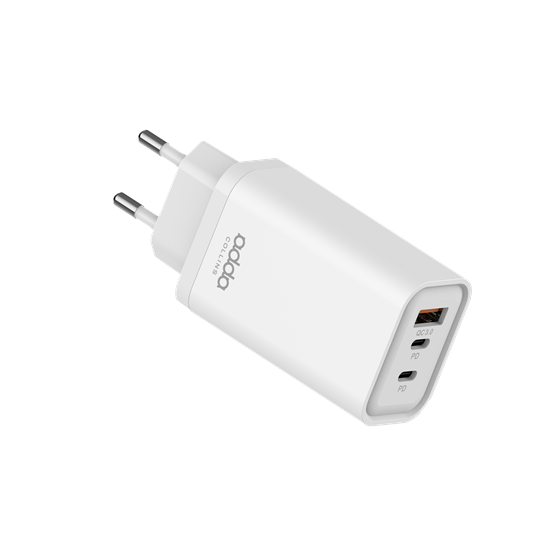 Zidni punjač Adda Collins CH-061-WH, GaN Fast Charger 3u1, USB A + 2 x Type-C, 45W, bijeli