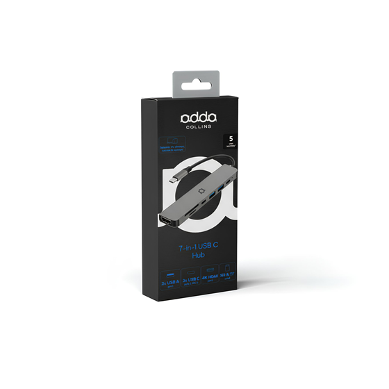 Hub USB-C Adda Collins HUB-003-GM, 7 portni,USB 2.0, USB3.0, Type C PD 100W, Type C dana, HDMI 4k 30HZ, TF card 2.0, SD card 2.0, gun metal