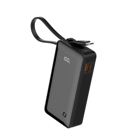 Powerbank Adda Collins PB-005-BK, 10000 mAh, LED zaslon, PD20W + QC22.5W, Type C ulaz, Type C i USB-A izlaz, 3A,crni