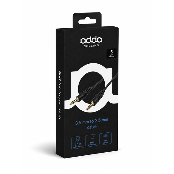 Kabel Adda Collins AVK-001-BK, 3.5mm na 3.5mm, audio AUX, 1.5m, crni