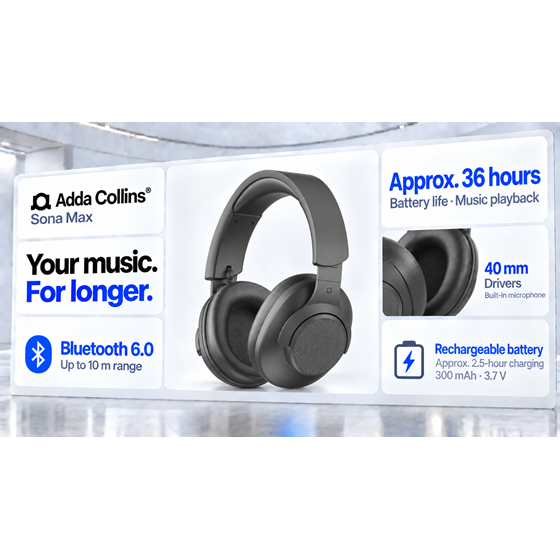 Naglavne slušalice Adda Collins HP-003-GM, Sona Max, BT 6.0, gun metal
