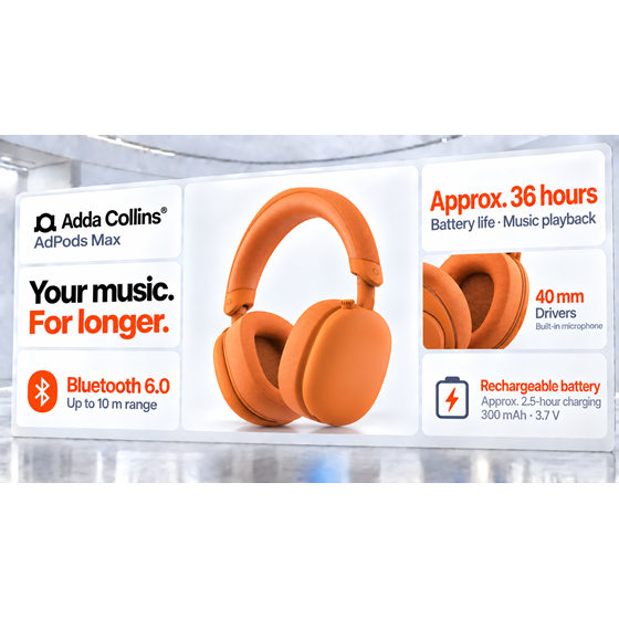 Naglavne slušalice Adda Collins HP-004-CO, AdPods Max, BT 6.0, ANC, cosmic orange